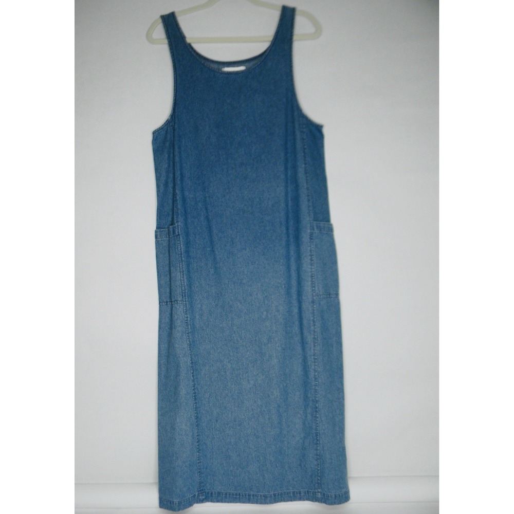 Vtg 90s Giorgio Sant'Angelo Denim Maxi Dress Sleeveless 100% Cotton Womens 10